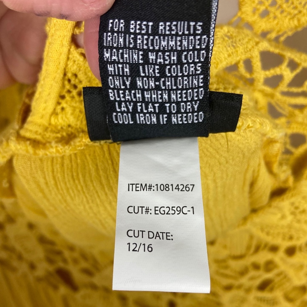Torrid Boho Lace Inset Gauze Blouse Yellow Size 1X - Picture 8 of 10